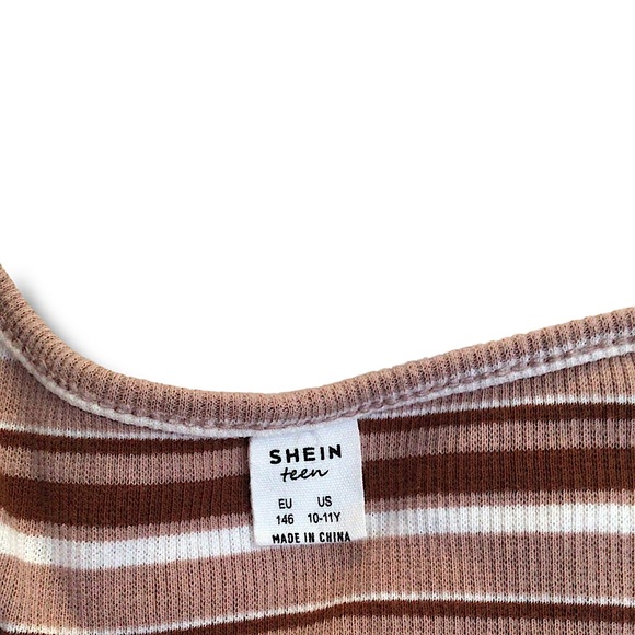 Teen Girl Striped Print Notched Tee - Picture 2 of 4